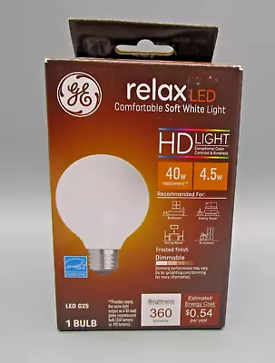 GE~Soft White RELAX Frosted Finish HD LED G25 Globe 40W Dimmable Light Bulb • $8.97