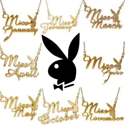 Playboy Necklace Bunny Pendant Gold Plated Playmate Of The MISS MONTH Birthstone • $29.69