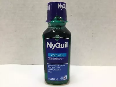 Vicks NyQuil Cold & Flu 8 FL OZ Bottle EXP 10/2025 Free Shipping! • $12.98