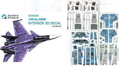 Quinta Studios 1/48 SUKHOI Su-30SM 3D DECAL COLORED INTERIOR SET Great Wall • $39.99