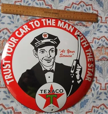 Mint Porcelain Texaco Service Gas & Oil Sign Vintage Clean • $110