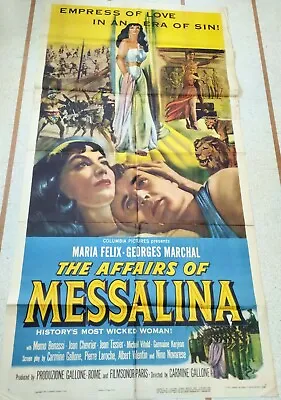 MARIA FELIX  THE AFFAIRS OF MESSALINA  Original 3-SHEET USA Movie Poster • $24.99