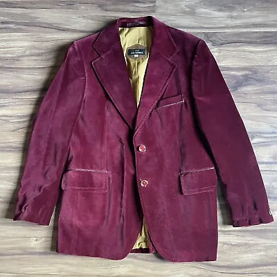 Vintage Cortefiel Red Velvet Jacket 42 Smokers Jacket Coat 60s 70s EUC • $95