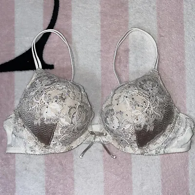 Victoria's Secret Taupe Bling Very Sexy Plunge Adds 2 Cups Push Up Bra - 36AA • $74.99