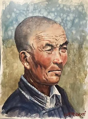 Original Watercolor Painting  Mongolian Man  9”x12  • $135