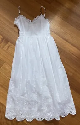 $27 • Buy MNG Mango South Africa White Embroidered Sundress Dress Beautiful Cool Size XS.
