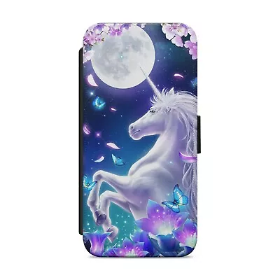 Cute Unicorn Moon WALLET FLIP PHONE CASE COVER FOR IPHONE SAMSUNG HUAWEI     Z02 • £9.99