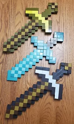 Minecraft Weapons (LOT OF 3) Diamond/Iron/Golden -Pickaxe -Sword Mojang/Mattel • $24.95