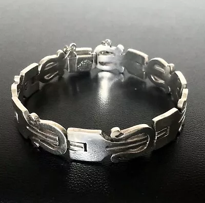 Vintage Taxco Sterling Silver Modernist Panel Link Bracelet-Signed • $115