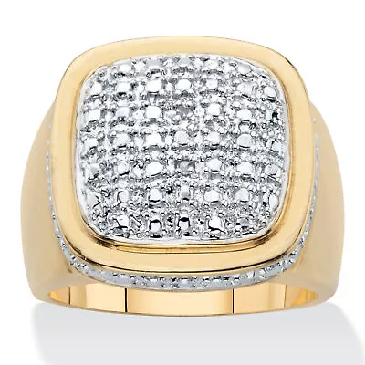 PalmBeach Jewelry Men's Gold-Plated Round Genuine Diamond Accent Grid Ring • $55.82