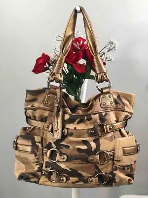 B. MAKOWSKY  Kimberly  Tan Tone Camo Prints Large Leather Shoulder Bag • $80.99