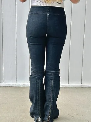 Vintage Y2K Miss Sixty Flare Jeans 25 Dark Wash Back Calf Zipper Rare • $64.85