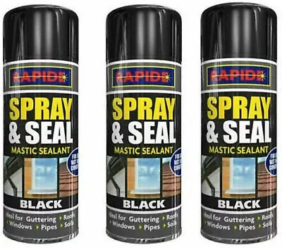 £12.99 • Buy Black Spray N Seal Mastic Black Spray Paint Sealant Roof Window Pipes Guttering