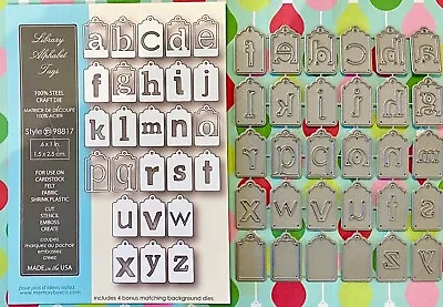 LIBRARY ALPHABET TAGS DIE SET Memory Box ABC's Letter Texting Stencil Emboss Fun • $39.99