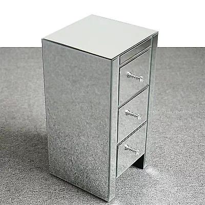 Hot Selling Mirrored Bedside Table - Three Drawn Silver • $104.90