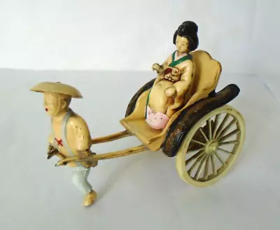 Vintage Japanese Geisha Lady In Rickshaw Celluloid Ornament • £8.29