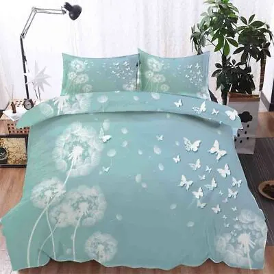 Dream Dandelion Butterfly 3D Quilt Duvet Doona Cover Set Pillow Case Print • £42.87