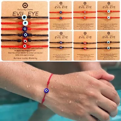 2Pcs Evil Eye Bracelet Red String Protection Bracelet Handmade Unisex Lucky Gift • $1.64