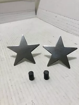 2 Vintage Chrome Custom Car Accessory Star Emblems Badge Ratios Sled Hotrod • $12