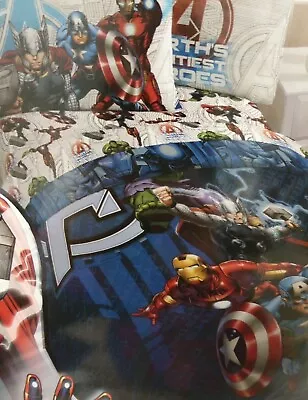 2 Pc Marvel Avengers Assemble Twin Microfiber Comforter & Pillowcase NIP • $85.50