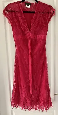 Renato Nucci Size 38 Magenta Raspberry Fuscia Lacey Dress Made In France • $35