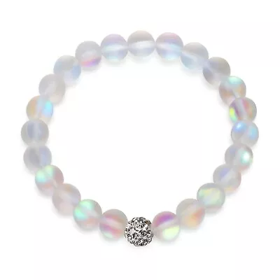 Enchanted White Mystic Mermaid Glass Friendship Bracelet With Crystal Disco Bead • $12.99