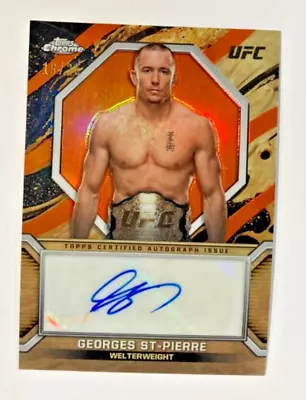 2024 Topps Chrome Ufc Georges St-pierre Champions Auto Orange Refractor Sp #/25 • $12.50