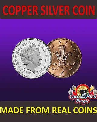 £11.99 • Buy UK COPPER SILVER COIN 10p - 2p / MADE FROM REAL COINS! CLOSE UP MAGIC TRICK!