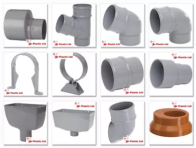 Polypipe 68mm Rain Water Round Down Pipe Fittings In Grey • £4.38