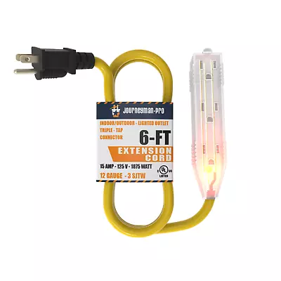 6' Ft Short 3way Outlet Saver Lighted Extension Power Cord Splitter 2' 3' 4' 5' • $15.97