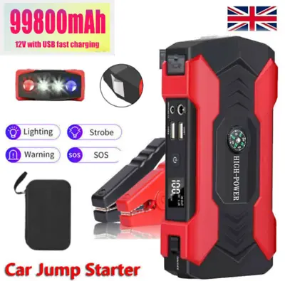 99800mAh Car Jump Starter Pack Booster Battery Charger Emergency Power Bank UK • £28.98