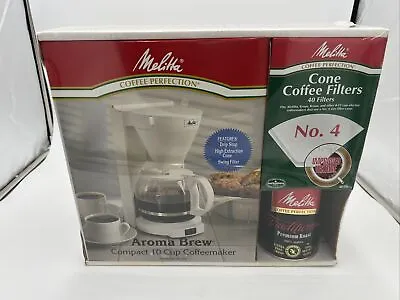 Vintage Melitta Aroma Brew 10 Cup Compact Coffeemaker ACM-10S White W 40 Filters • $62.48