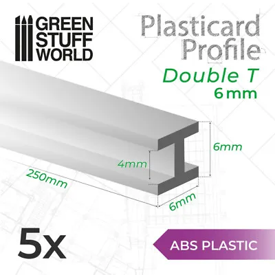 ABS Plasticard - Profile H-Beam Columns 6mm - Green Stuff World • £8.98