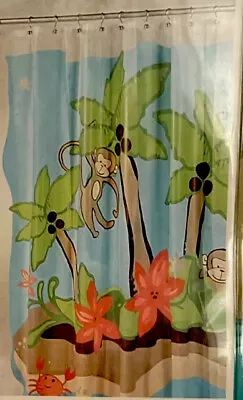 NEW-Monkey Shower Curtains Palm Coconut Trees  72 X 72  Home Target-NIP • $18.99