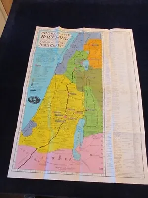 Vtg 1942 Pilgrims Biblical Research Map Of The Holy Land Journey Of Jesus  B406 • $19.99