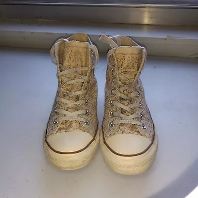 Converse Size 7 Gold Glitter Geometric Pattern Pre-owned Good Condition • $25