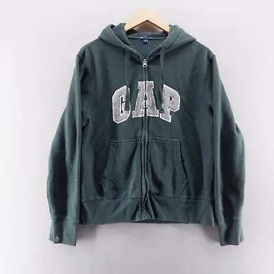 Gap Mens Hoodie Small Green Grey Spell Out Full Zip Cotton Jacket • £15.98