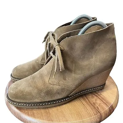 J. Crew | Macalister Brown Suede Leather Wedge Tie Bootie Boots 8 • $30