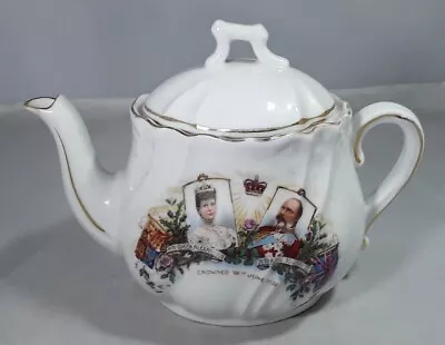 Antique 1902 Small China Teapot Coronation King Edward Vii & Queen Alexandra  • £16