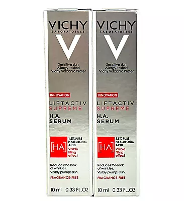 2 X Vichy Liftactiv Supreme HA H.A. Serum 1.5% Hyaluronic Acid .33oz/10mL Ea NIB • $16