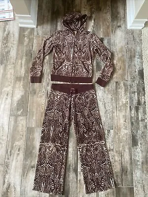 Juicy Couture Sz S/M Tracksuit Jacket Pants Set Velour Velvet Paisley Vtg. Y2K • $135