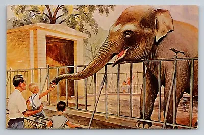 Elephant Watercolor At Henry Vilas Park Zoo Madison Wisconsin Vintage Unposted • $10