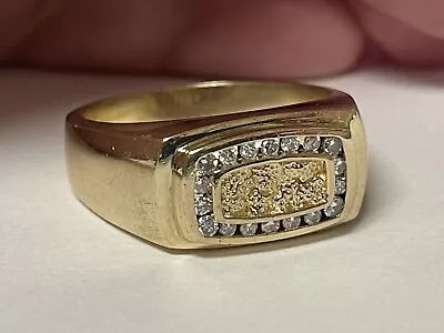 Mens Vintage Nugget Diamond 14k Yellow Gold Ring SIZE 15.75 • $3200