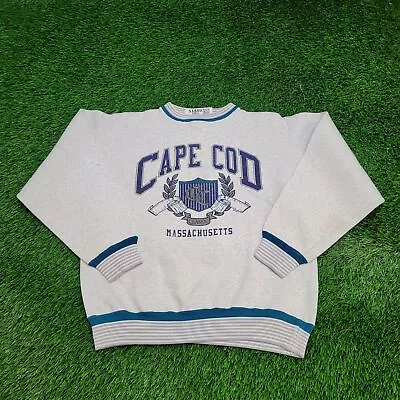 Cuffys Cape-Cod Massachusetts Speckled Ringer Sweatshirt Large Gray Blue Trim • $34.25
