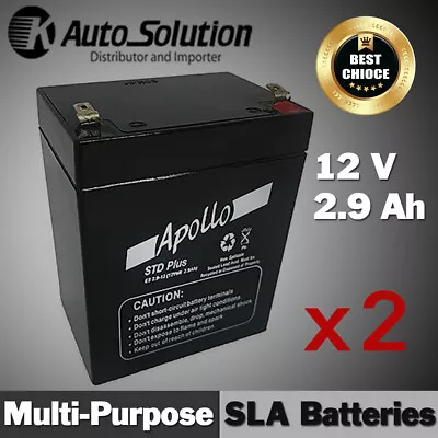 12V 2.9AH Sealed Lead Acid Battery Back-up Main Power Cyclic Security X 2sets • $84.99