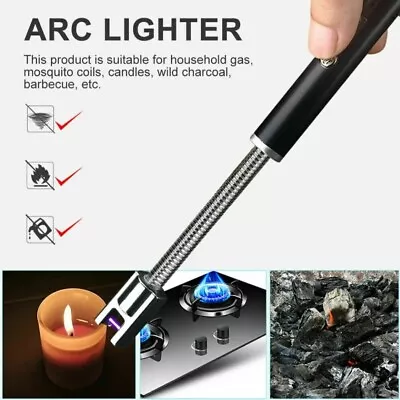 Electric Lighter Arc USB Rechargeable Candle BBQ Electronic Windproof Kitchen • $8.99