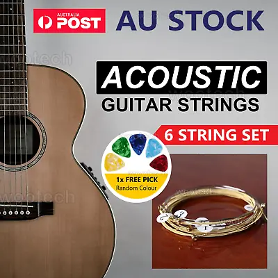$8.88 • Buy Acoustic Music Guitar Strings Steel Premium Light Universal 6 Pcs Sent Free Pick
