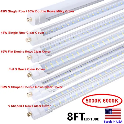 8FT LED Tube Light T8 T12 Single Pin FA8 Bulbs 45W 65W 90W 8Foot LED Shop Light • $70.54