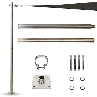 ColourTree Stainless Steel Pole With Base Plate Height-Adjustable Mounting Clamp • $309.99