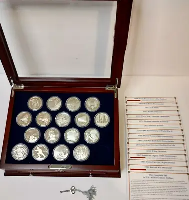 THE COMPLETE U.S. Military Silver Dollar Collection Display 17 Coins 90% Silver • $850